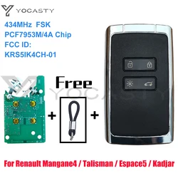 YOCASTY KR5IK4CH-01 Keyless Smart Key 434Mhz PCF7953M 4A Chip For 2016 2017 2018 2019 Renault Megane 4 Talisman Espace 5 Kadjar