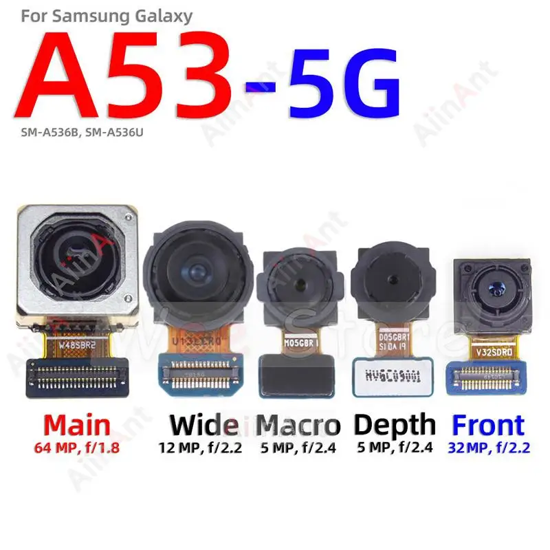 AiinAnt Back Front Small Wide Macro Depth Main Rear Camera Flex Cable For Samsung Galaxy A53 5G A536 A536B A536U