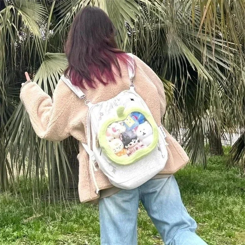 Harajuku Green Apple Backpacks Itabag Back To School Korean Student Zipper High Capacity No Pendant Unisex Itabag Backpacks New