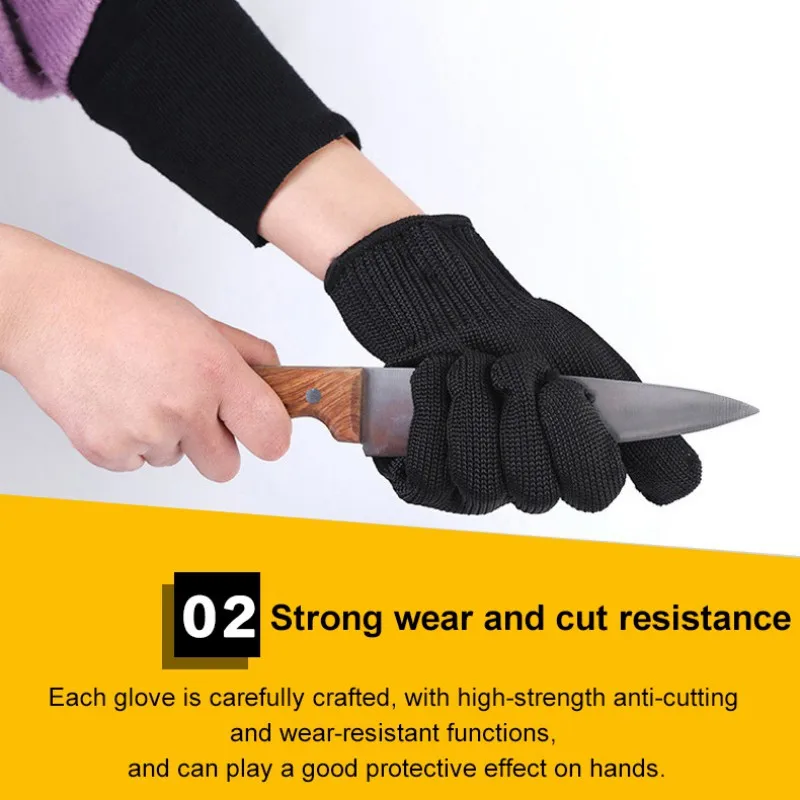 1 Pair Black Self Defense Gloves Outdoor Safety Protection Glove Level 5 Cut Proof Stab Resistant Wire Metal Work Anti-cut Glove