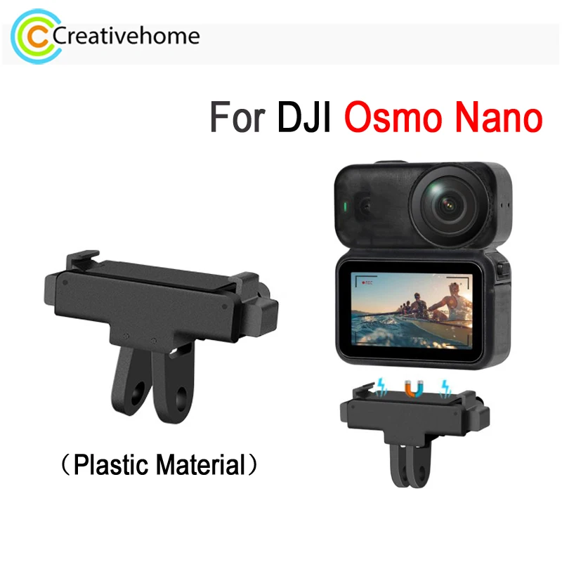 قاعدة مغناطيسية من المواد البلاستيكية لكاميرا DJI Osmo Nano، محول سريع التحرير لكاميرا الحركة مع فتحتين ومخلب 1/4 لولبي