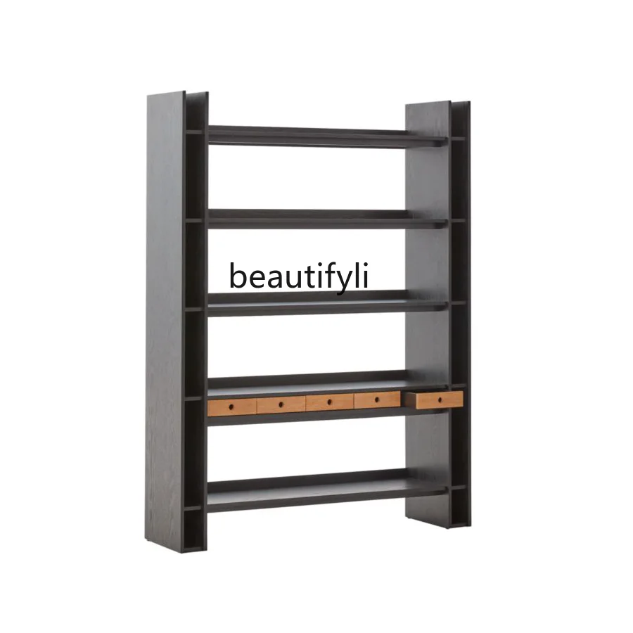 

Light Luxury Artistic Living Room Storage Display Stand Study Bookshelf Black Combined Bookcase