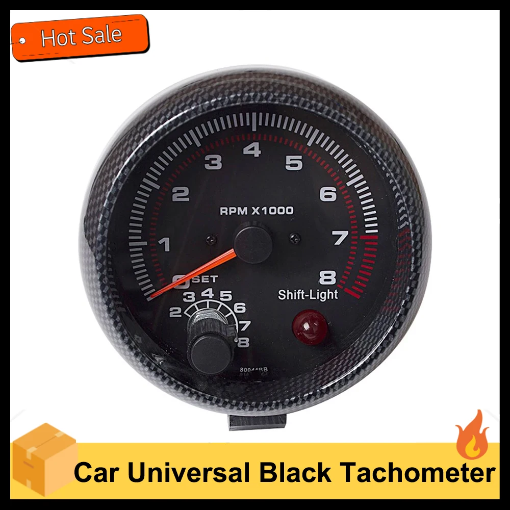 3.75'' Car Universal Black Tachometer Gauge Blue Inter Shift light 0-8000 RPM Tachometer