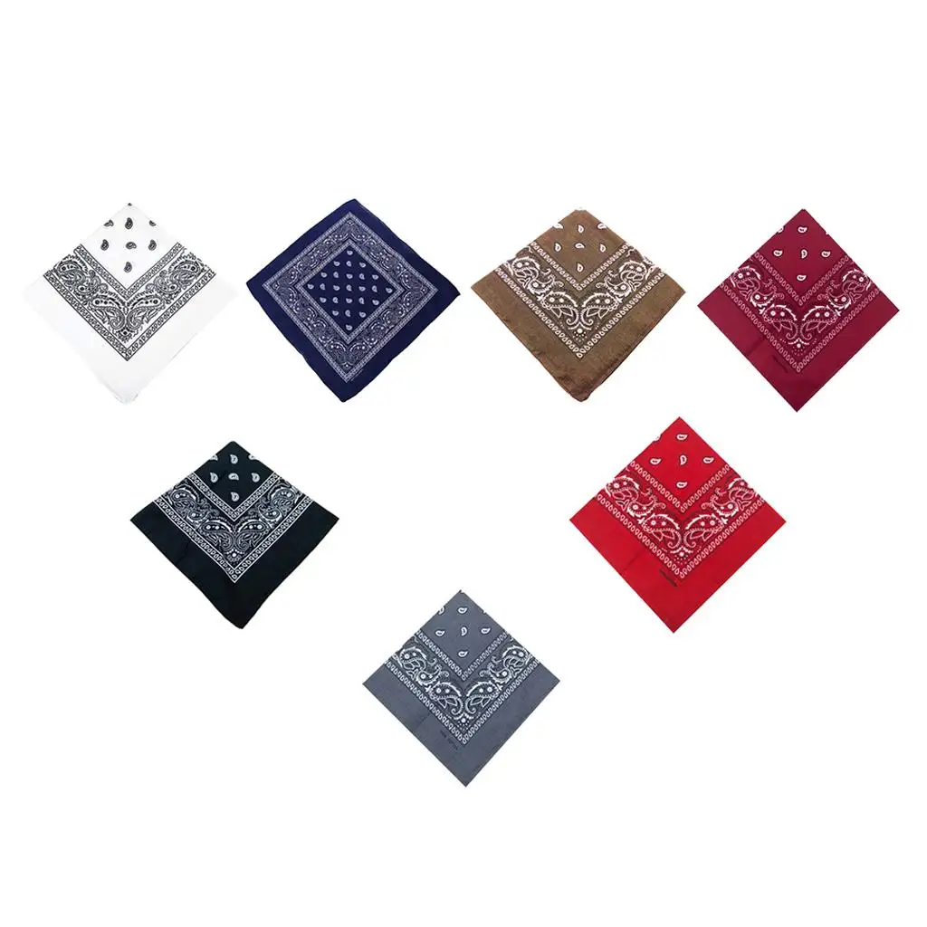 Polyester Paisley Bandana Double-sided Head Wrap Unisex Neck Scarf for Cowboy Party and Outdoor Activities