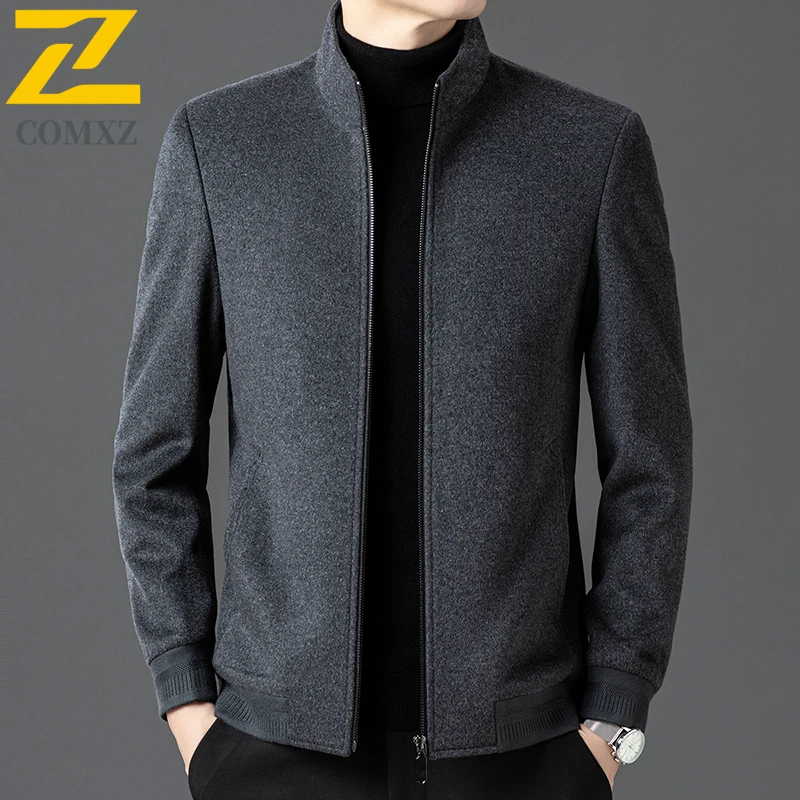 Wool Blend Jacket Men Leisure Turndown Collar Business Working Cold Proof Coat High Quality  Windproof  Warm Winter TrenchCoat