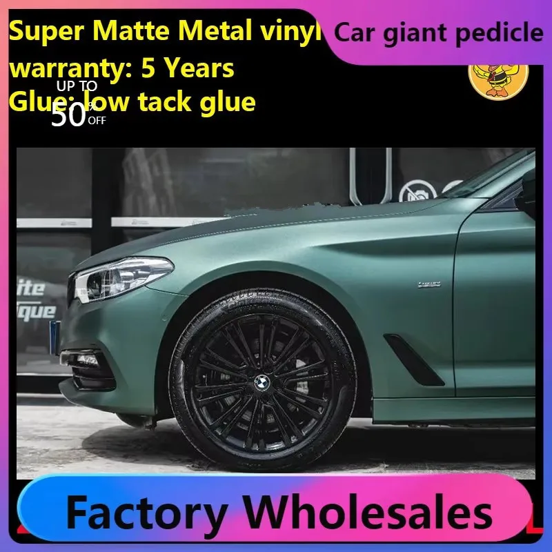 Film vinyle vert nuit métallisé super mat pour covering automobile, sans bulles d'air, colle faible adhérence, 152*17M/rouleau 5x56ft