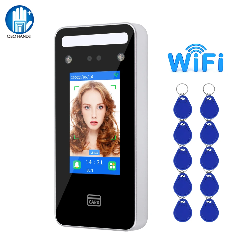 WIFI Dynamic Face Recognition Access Control Sysmtem RFID Card Facial Biometric Time presenze Machine Touch Screen da 4.5 pollici