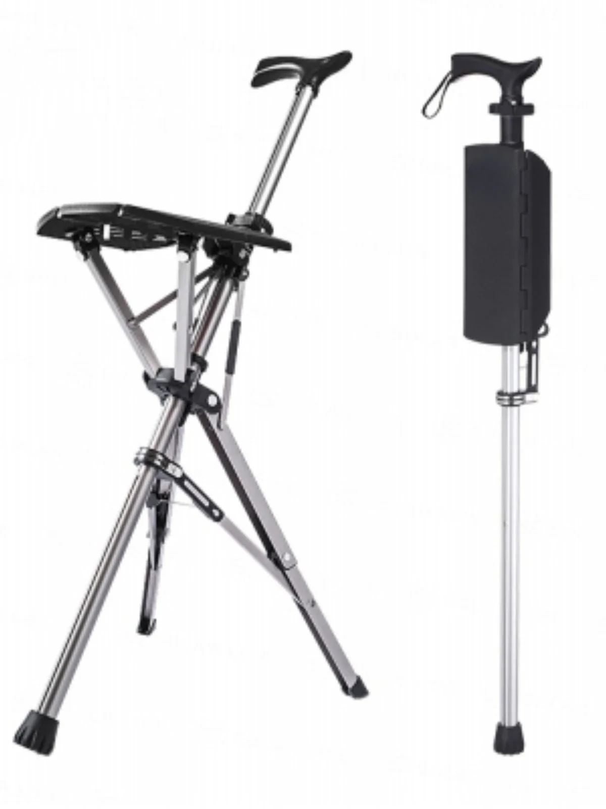 

Cheap And Fine Aluminum Alloy Cane Stool Folding Cane Chair Cool Old Man Cane Stool Light And Non-slip.