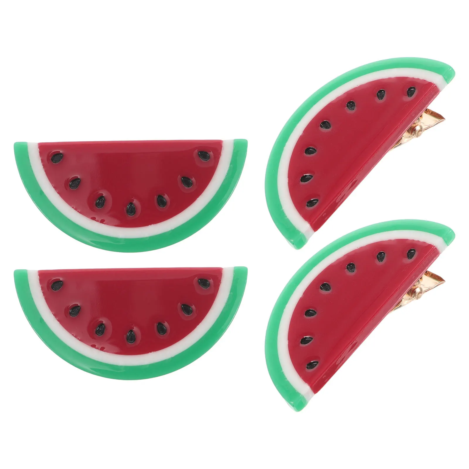 

4Pcs Durable Lightweight Watermelon Hair Clips Cute Cartoon Design Stylish Hair Styling Accessories for Women
