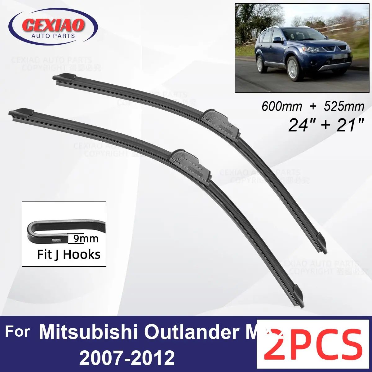 

Car Wiper For Mitsubishi Outlander MK2 2007-2012 Front Wiper Blades Soft Rubber Windscreen Wipers Auto Windshield 24"+21"