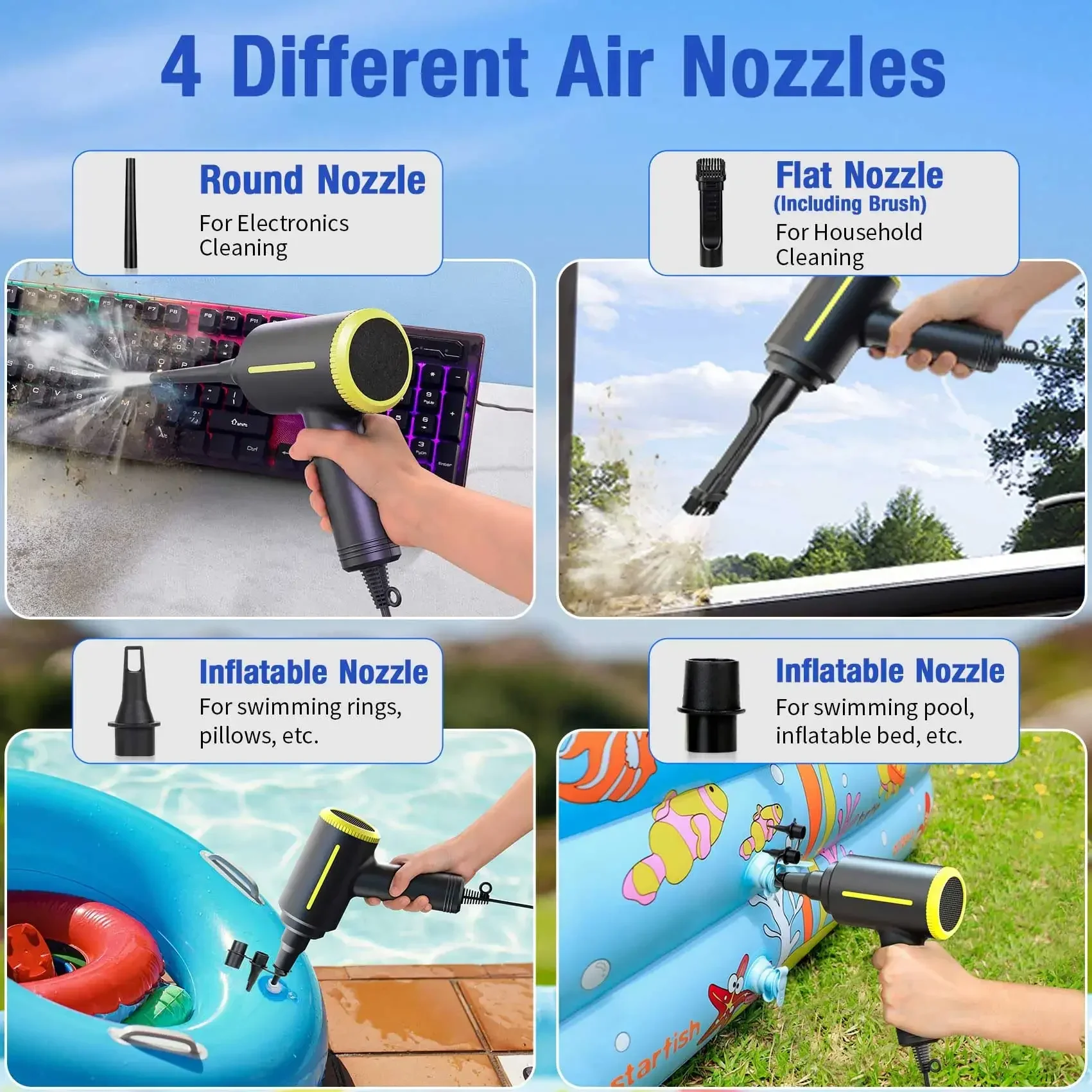 

500watts Air Duster, Air Blower Replaces Canned Air Spray Computer Keyboard Cleaner Compressed Air Can Duster