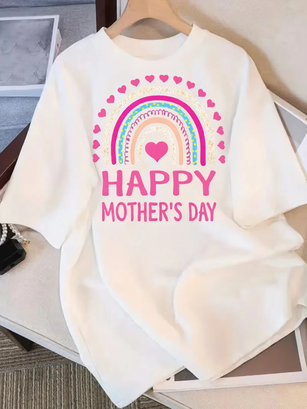 Summer Baby Girl Black Clothes Kid Girls Casual Heart Rainbow Printed T-shirts Children Fashion Crew Neck Short Sleeve Top