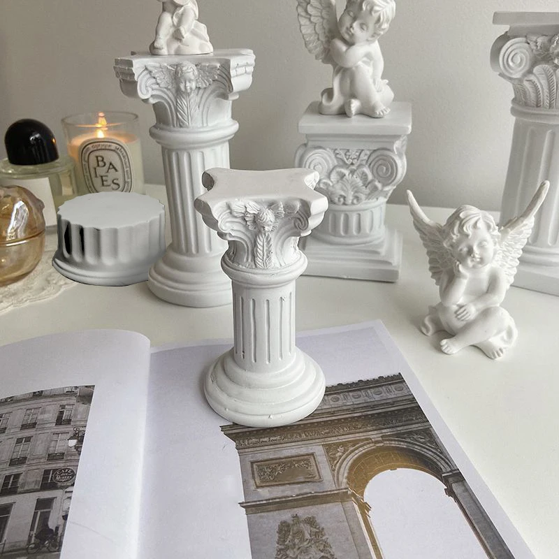 Doric Roman Pillar Nordic Gypsum Decoration Home Mini Gypsum Pillar Candlestick INS Sense of Atmosphere Photography Painting Pro