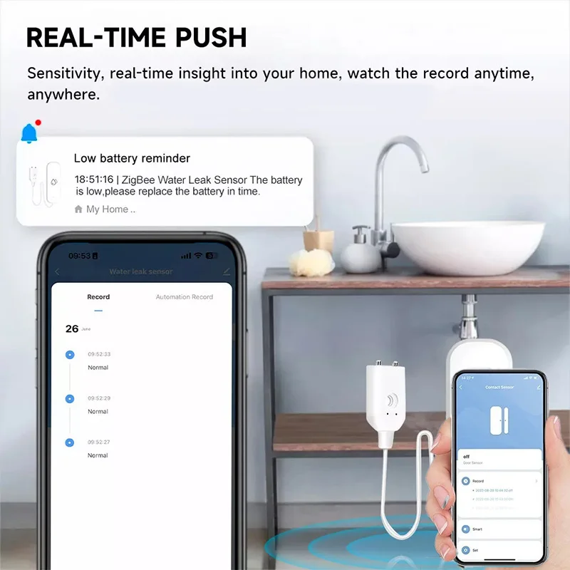 Smart Zigbee Water Leak Sensor Leak Detector Alarm APP Remote Control For Monitoring Kitchen&Bathroom Flood Home security system