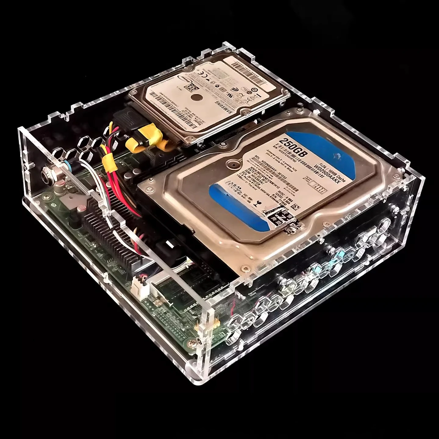 

I T X industrial control board 3.52.5 hard disk NAS small chassis mini DIY acrylic organic glass 170 main board box