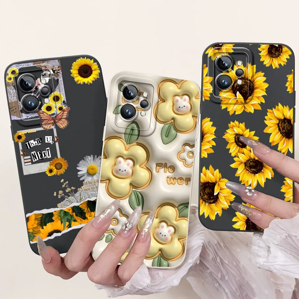 Love Heart Girly Phone Cover For Realme GT2 Pro Case Realme GT Neo2 GT2 GT Neo 3T Funda Soft Matte Silicone Lens Protection Capa