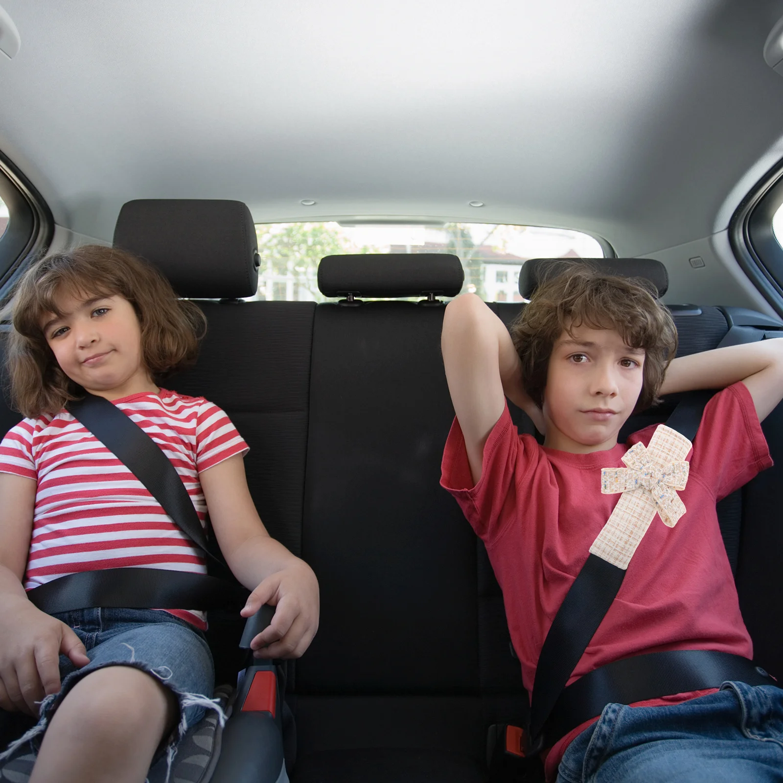 

Bow Design Cover Adorable Shoulder Pad Protection for Driver Passenger Rear Easy Install Kawaii