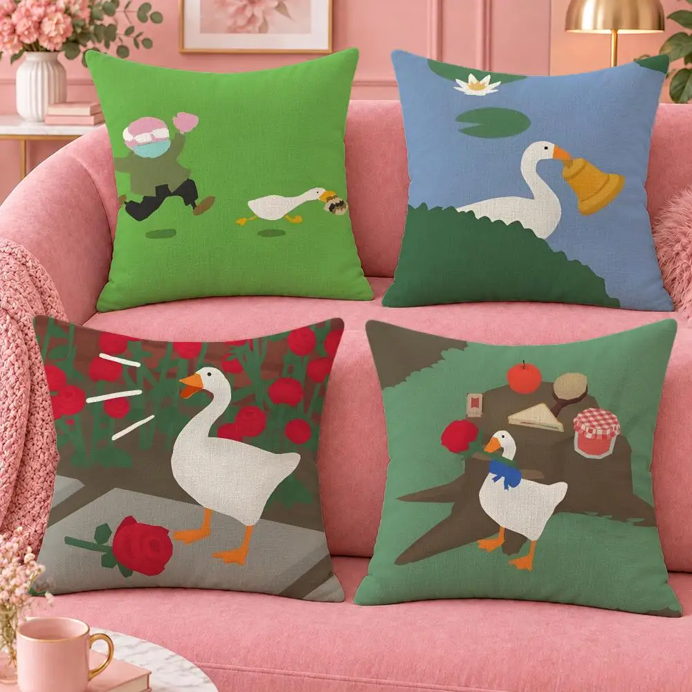 Game Funny Untitled Goose Game Cushion Cover Cute Cartoon Throw Pillow Cover Soft Plush Cushion Cover Sofa Bedroom Home Decor