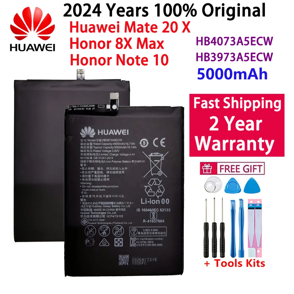 

100% Original 5000mAh HB3973A5ECW Battery For Huawei Honor Note 10 RVL-AL09 RVL-AL10 Mate 20 X 20X Mate20X EVR-AL00 Honor 8X Max