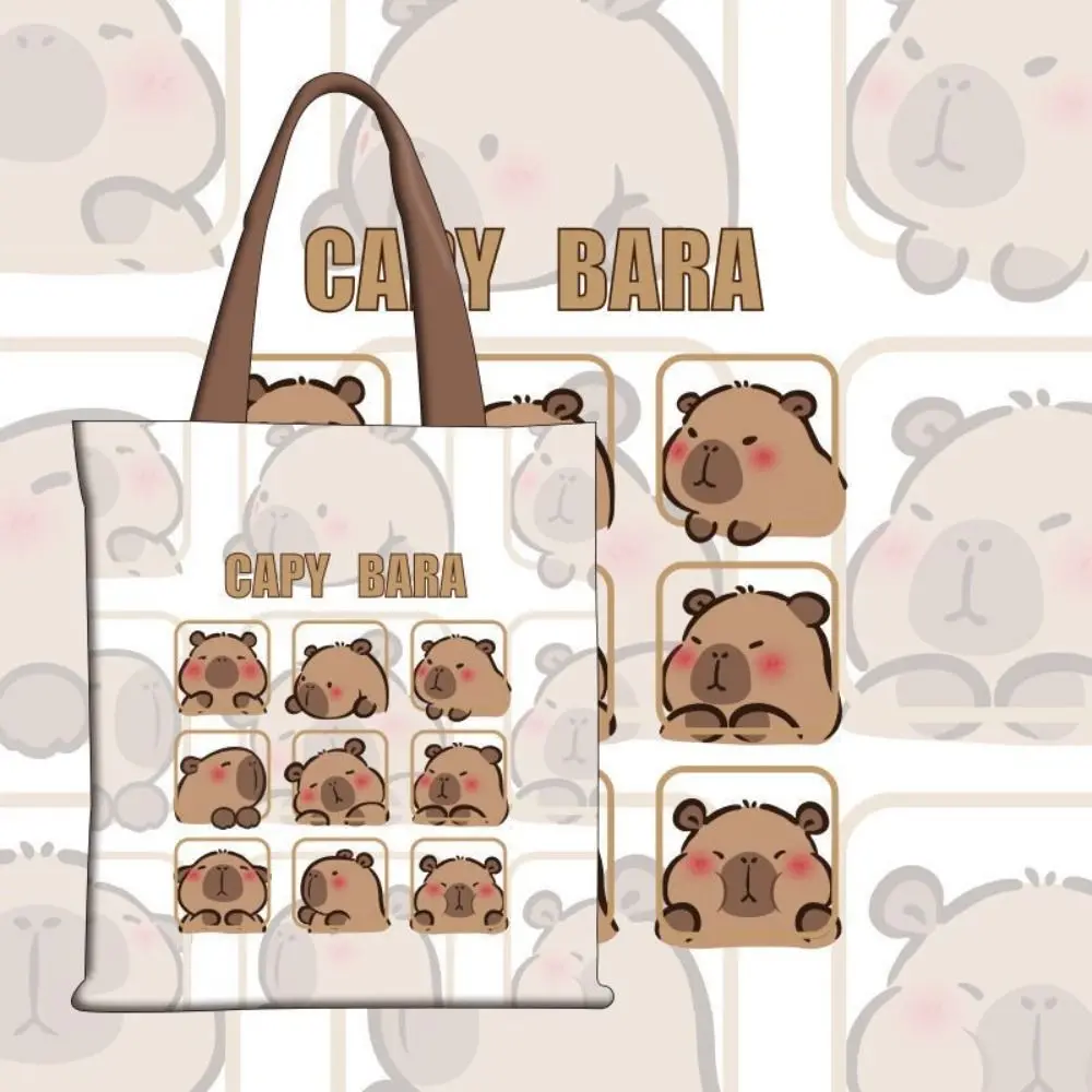 Tote Bag Cute Capybara Bags School Bag Underarm Bag Kapibara Single Shoulder Bags Commute Canvas Large Capacity Capibara Handbag