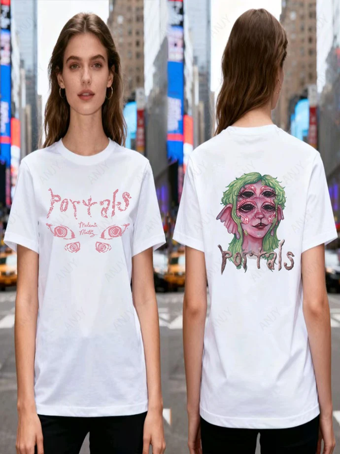 Melanie Martinez Portals Album Printed T-shirt for European and American Singers, Loose Cotton Short Sleeves, Unisex