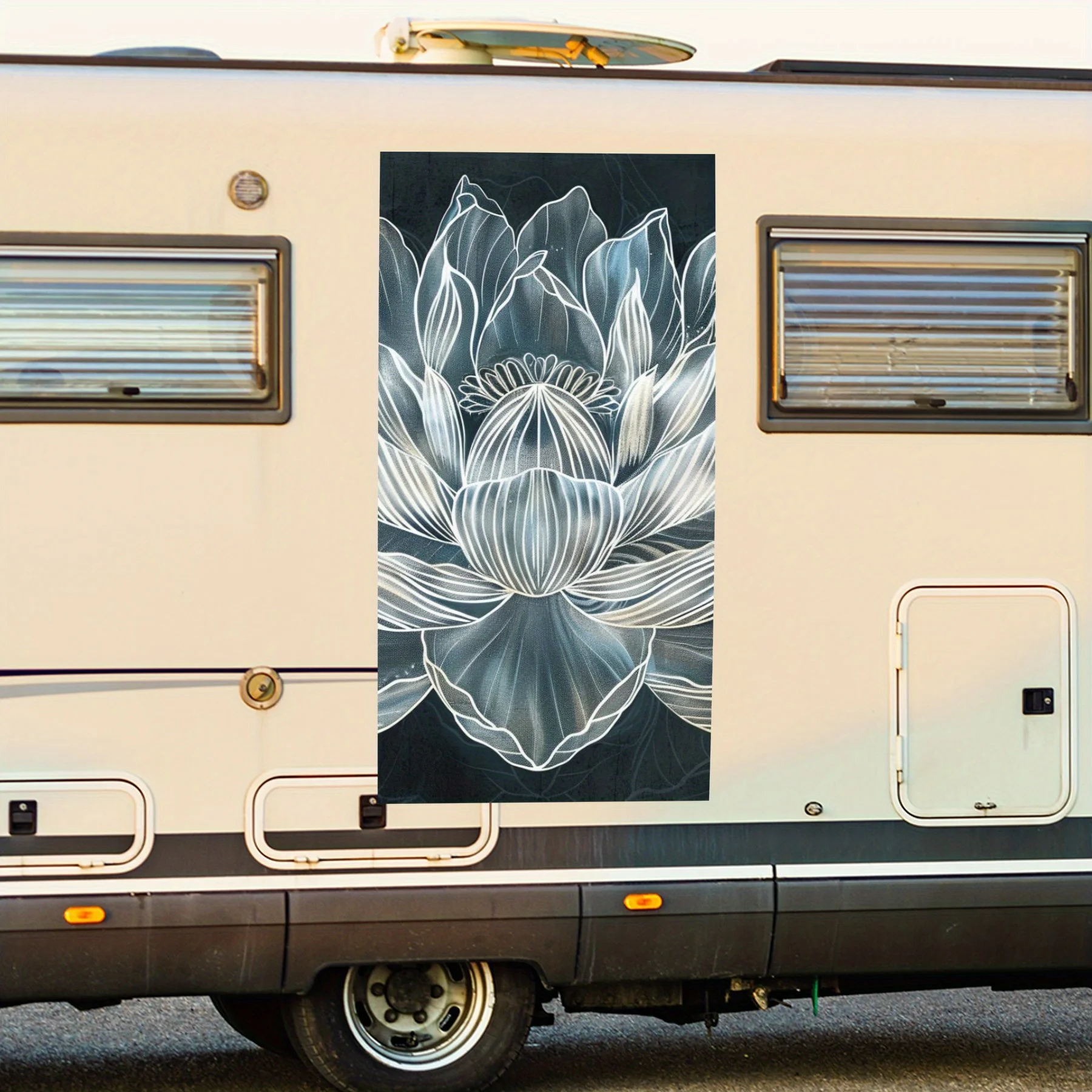 

Элегантная автомобильная наклейка «Белый лотос», виниловая наклейка на сторону моторики дома, водонепроницаемая самоклеящаяся виниловая наклейка на сторону