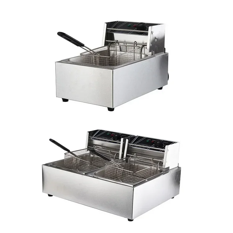 

Gas Fryer for 6L double Cylinder French Fries Fryer Desktop LPG Fryer with Oil Fried Chicken Equipment