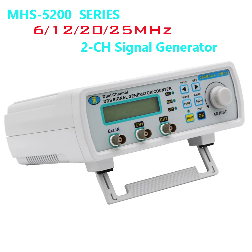 MHS-5200 6/12/20/25MHz DDS Signal Generator Function Arbitrary Waveform Digital Dual 2-CH Signal Source Frequency Meter Counter