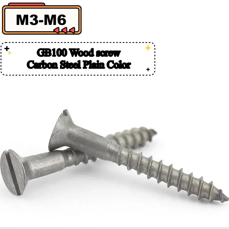 Sl 2/5/10/20 Stück M3 M3.5 M4 M5 M6 Länge 12-80mm Flache Senkschrauben aus Kohlenstoffstahl GB100 mit Schlitz, selbstschneidende Holzschrauben – Detail 5