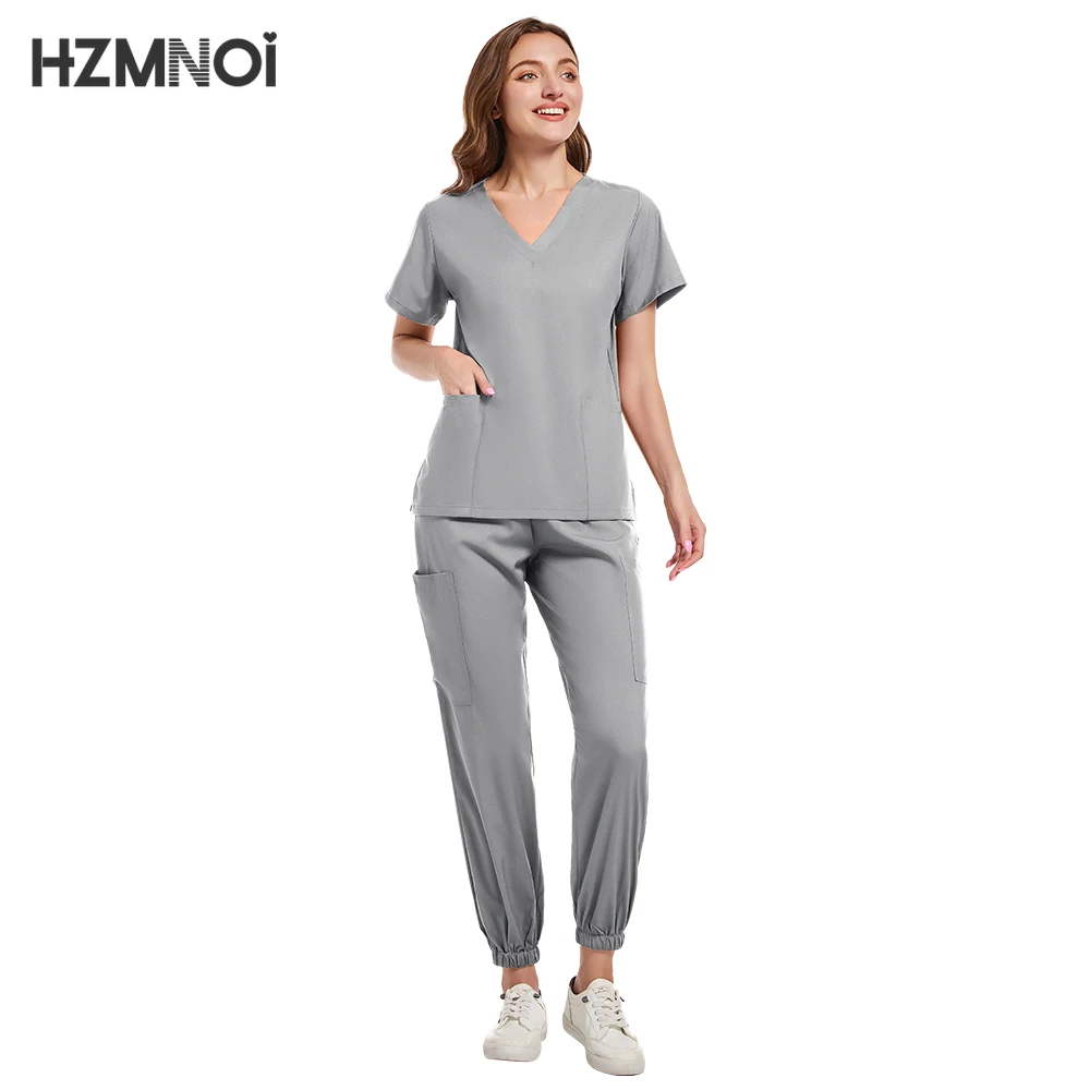 New Multicolour Pharmacy Nurse Scrubs Set Dentist Surgical Medical Uniforms Elestic Women Joggers Suit Beauty Spa Uniforms