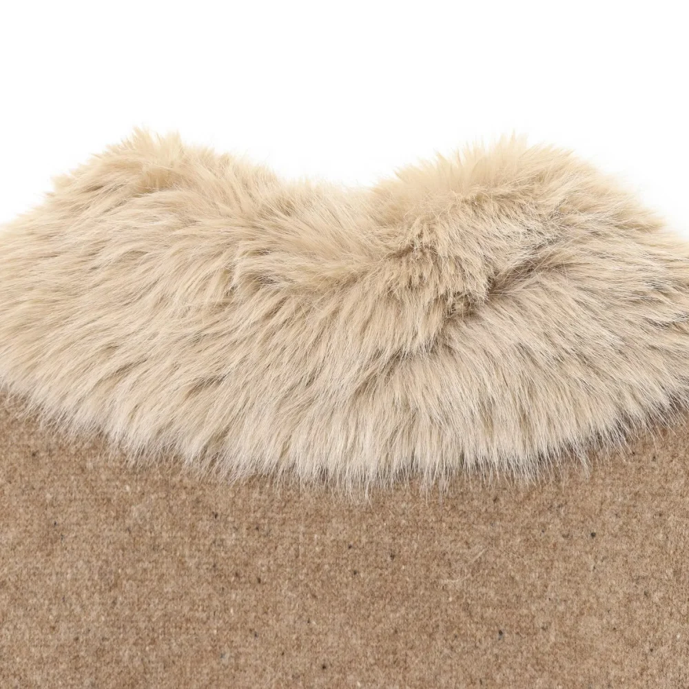 بلوزة نسائية فضفاضة مطرزة مع ياقة من الصوف وأكمام طويلة وسحاب للخريف والشتاء معطف دافئ جديد #6