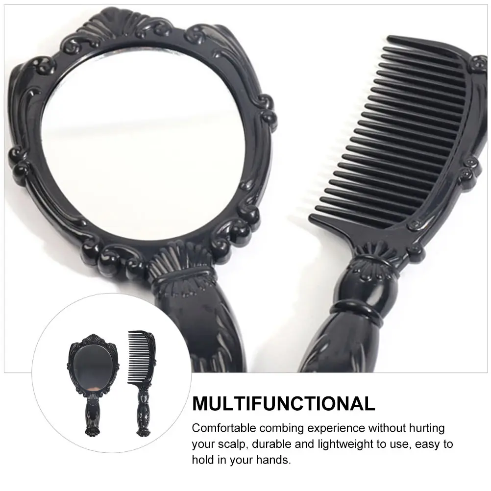 

1Set Mini Comb and Mirror Smooth Hair Tool Compact Lightweight Portable Hairdressing Makeup Accessory for Women