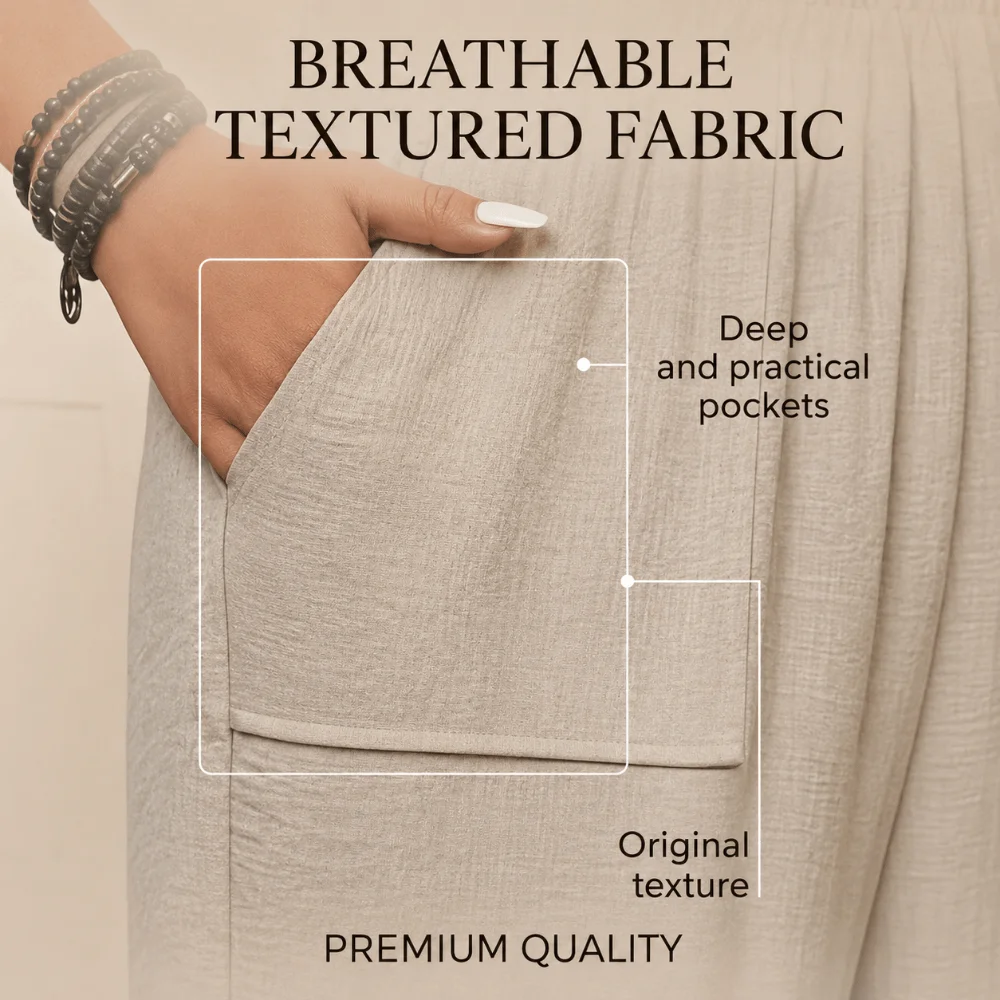 Casual Women Harem Pants Plus Size Baggy Loose Linen-Look Harem Pants Long Pants Wide Leg Elastic Waist Carrot Pants