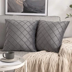 Cushion Covers Solid Color Plaid Geometric Velvet Throw Pillowcase 45x45CM Nordic Modern Fashion Home Decoration Living Room