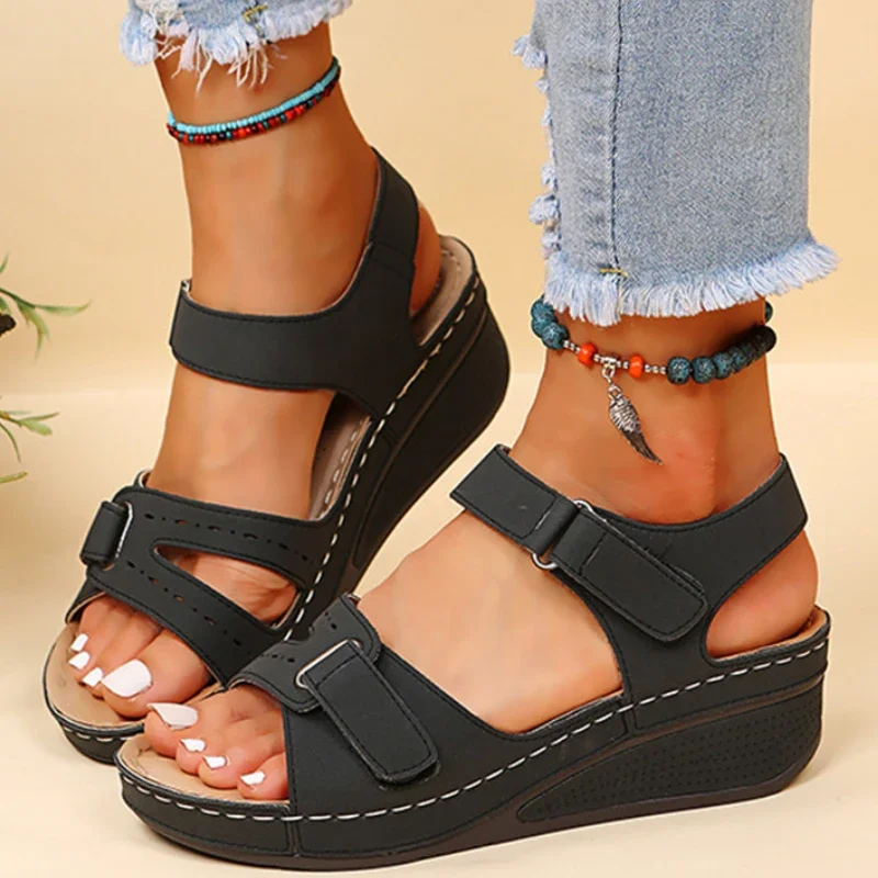 Summer Platform Wedge Sandals Women Light Non-Slip Beach Shoes Open Toe Flat Sandals Soft Sole Comfort Casual Sandalias Mujer