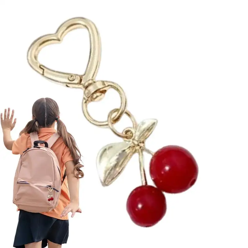 Cherry Bag Pendant Fruit Handbags Charm Cute Cherry Bag Accessories Keychains Heart Key Ring for Handbags Purse Christmas