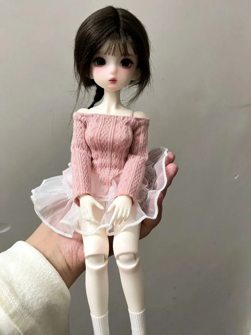 

bjd Doll clothes fit into 1/4 1/6 size one-shoulder ballet-style pink skirt set doll accessories