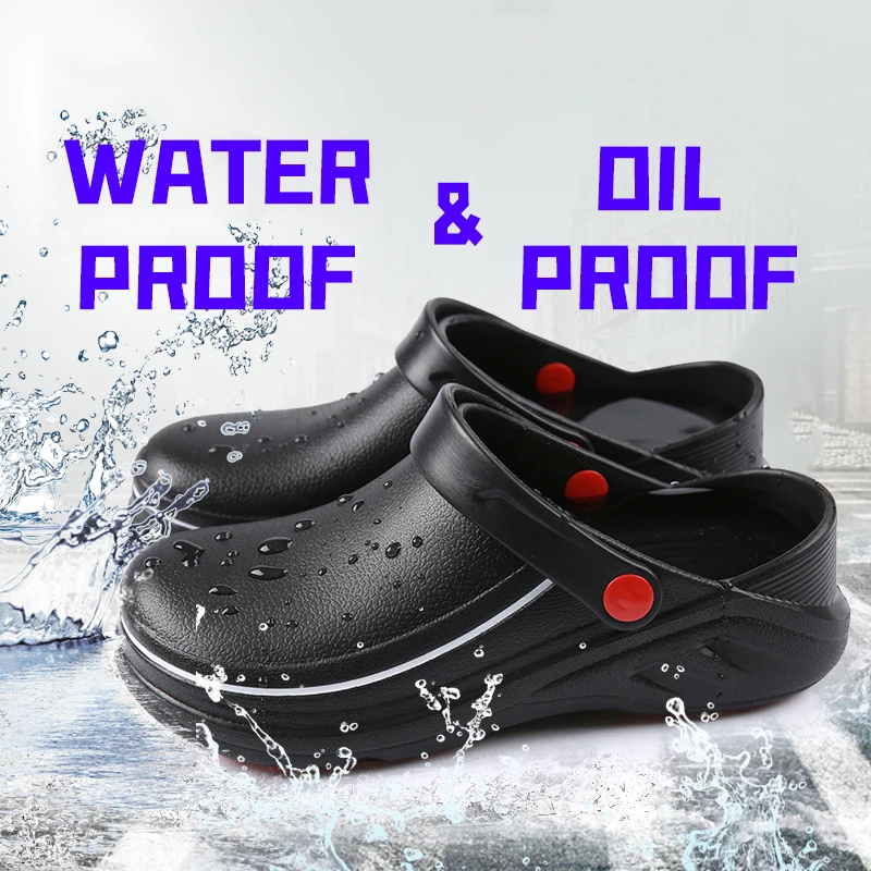 Unisex Kitchen Waterproof Oil-proof Slippers Work Chef Shoes Hotel Restaurant Non-slip Sandals Men Women Cook Safety Footwear