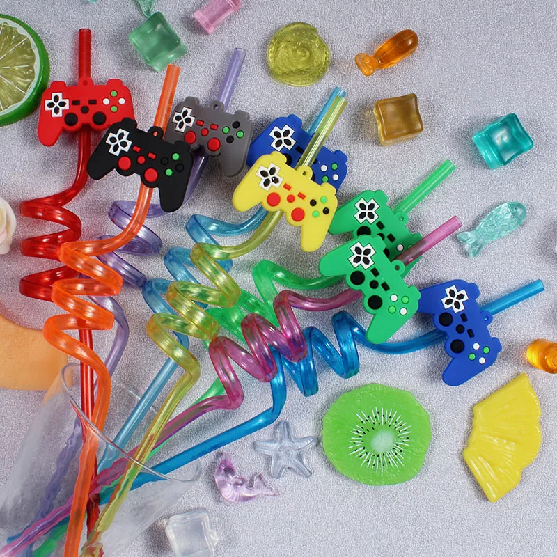8-pack of game console-themed straws, reusable—perfect as party favors, birthday party supplies, and wedding decorations