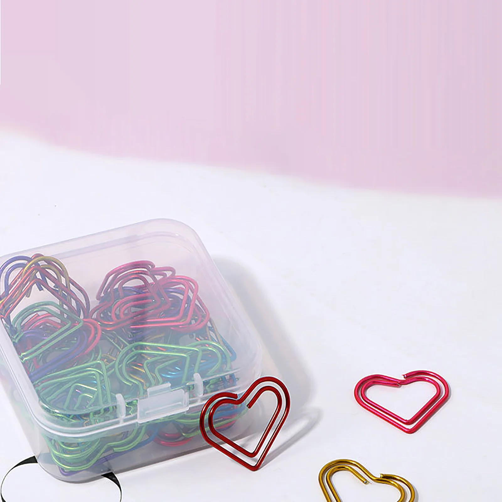 50pcs Colourful Heart Shape Mixed Pack Of Paperclips Small Mini Book Clip Curved Pin File Organizer Clip Coloured Paperclips