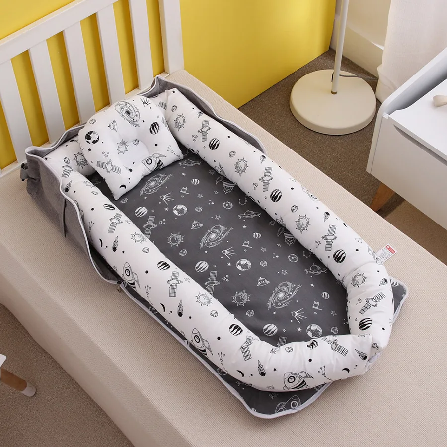 Winter Portable Kids Bedding Fence Basket Removable Baby Mattress Nest Bed Playpens Cushion Bumper Travel Crib For Newborn