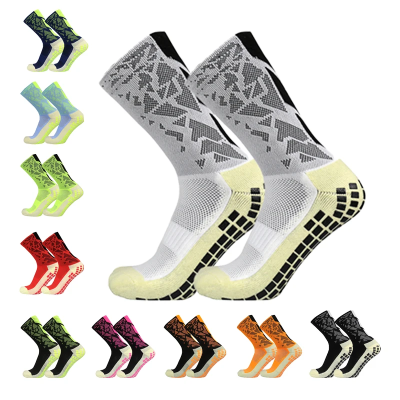 New Men Women Heel Pattern Sports Soccer Socks Sports Non-Slip Silicone Grip football Socks calcetas antideslizantes de futbol