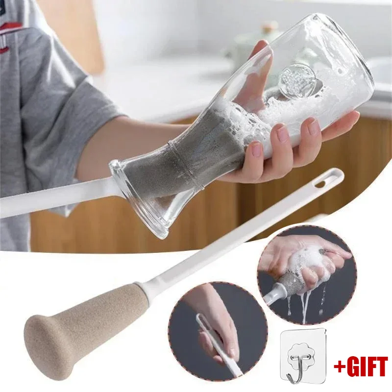 

Long Handle Sponge Brush Kitchen Cleaning Supplies Bottle Cleaning Brush Cups Beers Jugs Cleaned Kitchen Tool