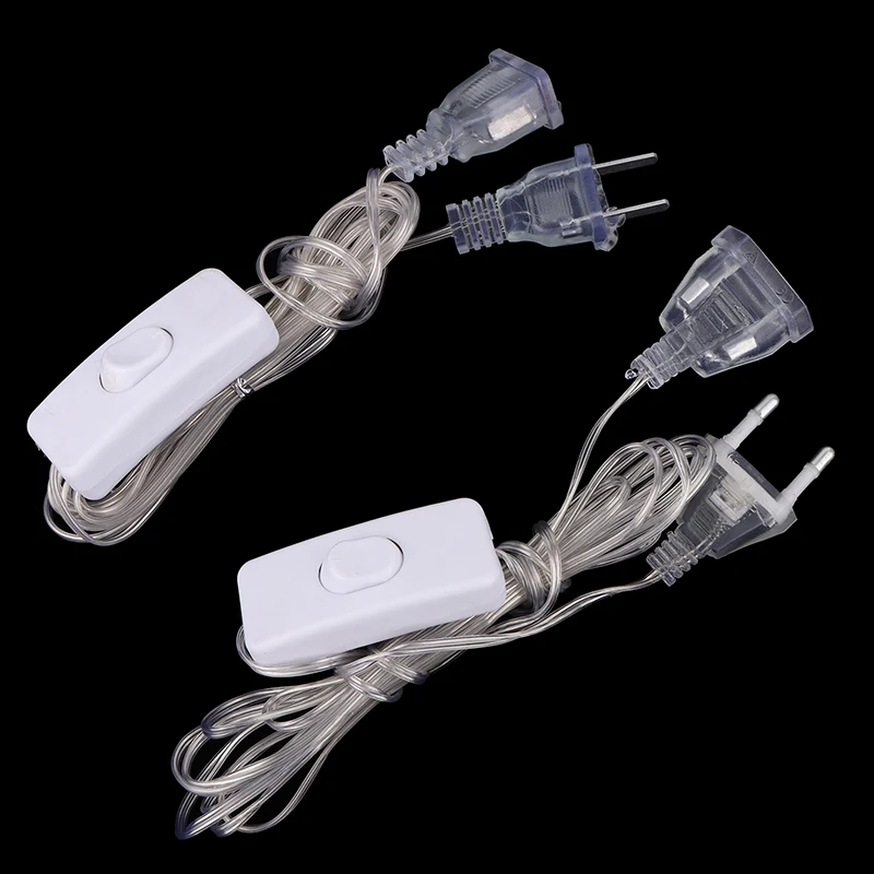 1Pc Plug Extender Wire With Switch EU/US Plug for LED String Light Wedding Christmas Decor Led Garland Lights