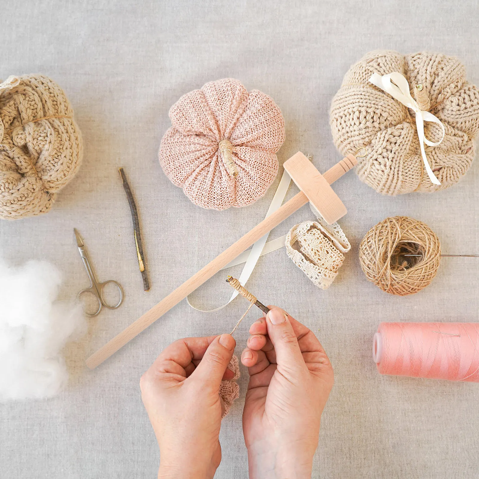 Wood Drop Spindle Wooden Thread Holder Lightweight Portable Knitting Tool Sewing Yarn Organizer Thread Storage Rack Winding view 2