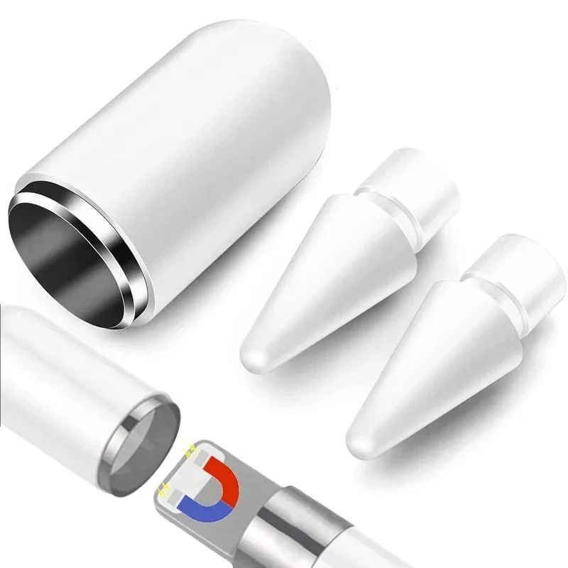 1-8PCS Magnetic Replacement Cap with Pencil Tips for Apple Pencil 1st Generation Pencil Cap Nib for iPad Stylus Accessories