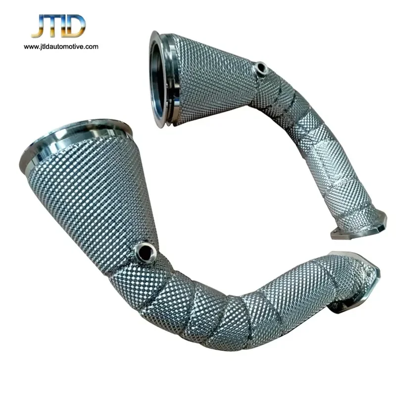JTLD High Performance 304 Stainless Steel Heat Shield Exhaust Catless Downpipe One Year Warranty for URUS