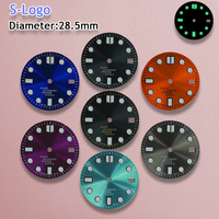 S Logo Dial 28.5mm NH35 Sunburst Enamel Dial Fit NH35/NH36 Japanese Movement C3 Strong C3 Green Luminous Watch Accessories ﻿