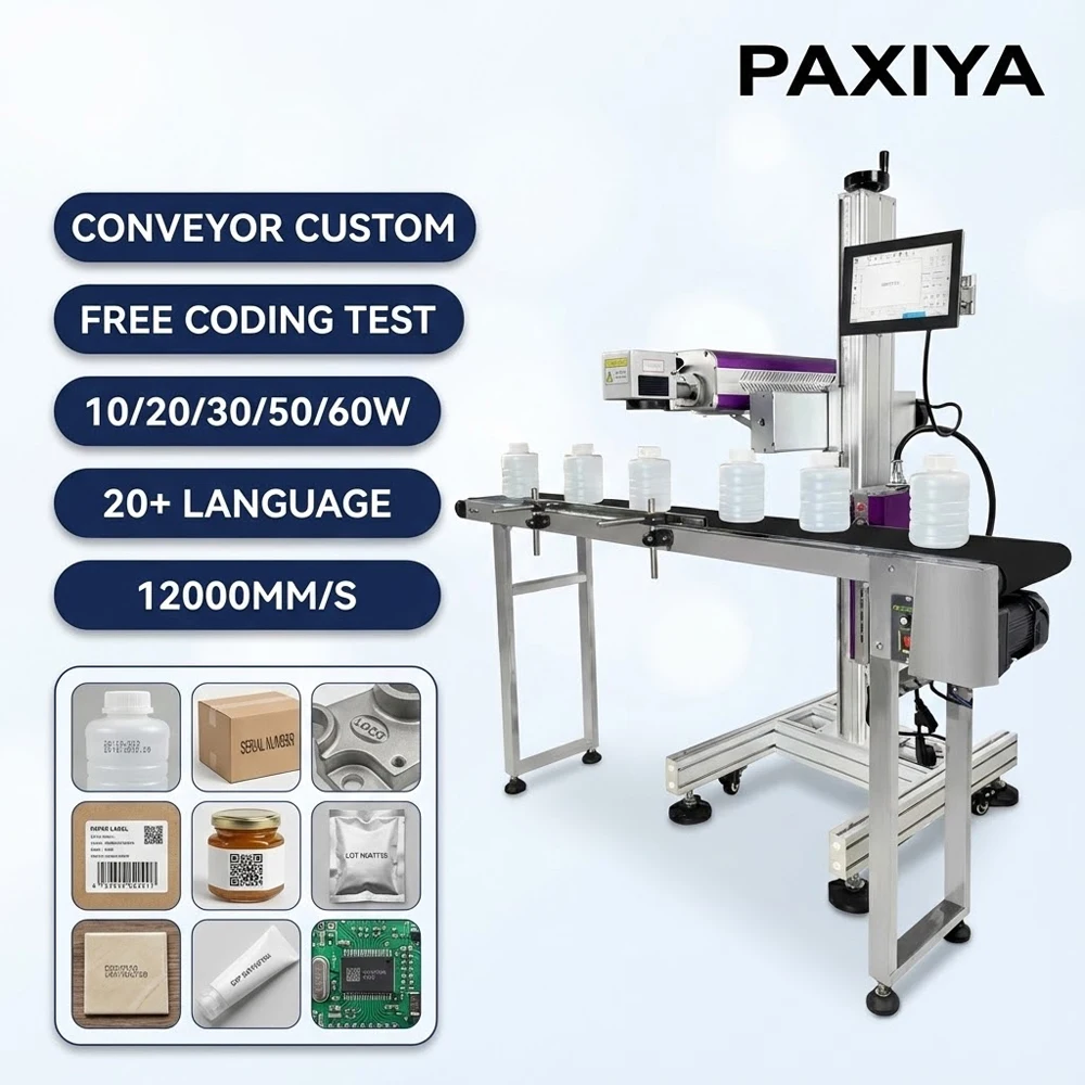 Carbon dioxide marking machine 10w 20w 30w 50w 60w belt conveyor for printing valid period, batch, barcode, logo