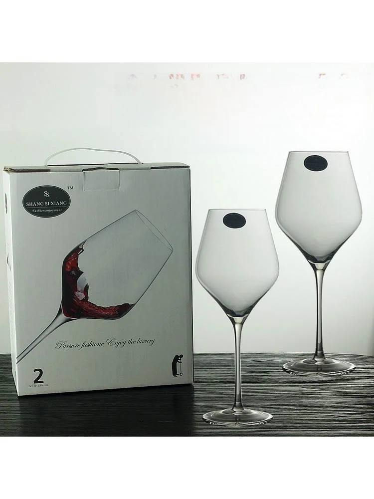 

Handmade Crystal Wine Glasses High Foot Red Wine Cup Set of 2 Gift Box Winery Wine Commercial Use Craft Crystal Wine Cups